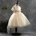 Trendy Elegant Embroidery Floral Neck Crystal white flower girl dresses With Bow